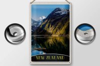 Blechschild Reise 20x30cm Neuseeland Meer Gebirge Natur Urlaub