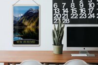 Blechschild Reise 20x30cm Neuseeland Meer Gebirge Natur Urlaub