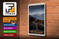 Blechschild Reise 20x30cm Neuseeland Meer Straße Natur Urlaub