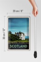 Blechschild Reise 20x30cm Schottland Europa weißes Herrenhaus Schild