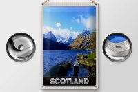 Blechschild Reise 20x30cm Schottland Insel Gebirge Schnee Trip