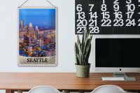 Blechschild Reise 20x30cm Seattle USA Amerika Stadt Abend Urlaub