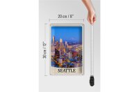 Blechschild Reise 20x30cm Seattle USA Amerika Stadt Abend Urlaub