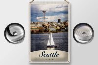 Blechschild Reise 20x30cm Seattle USA Boot Schiff Stadt Meer