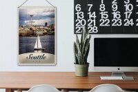 Blechschild Reise 20x30cm Seattle USA Boot Schiff Stadt Meer