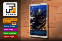 Blechschild Reise 20x30cm Singapur Stadt Asien Hochhaus Indien