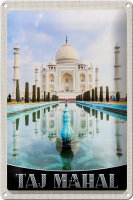 Blechschild Reise 20x30cm Taj Mahal Indien Vordergarten...