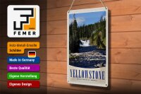 Blechschild Reise 20x30cm Yellowstone Wasserfall Gebirge Natur
