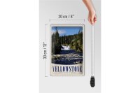 Blechschild Reise 20x30cm Yellowstone Wasserfall Gebirge Natur
