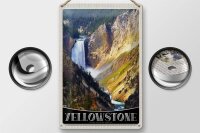 Blechschild Reise 20x30cm Yellowstone Wasserfall Fluss Natur