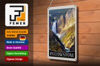 Blechschild Reise 20x30cm Yellowstone Wasserfall Fluss Natur