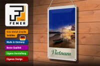 Blechschild Reise 20x30cm Vietnam Asien Boot Meer Natur Urlaub
