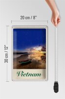 Blechschild Reise 20x30cm Vietnam Asien Boot Meer Natur Urlaub