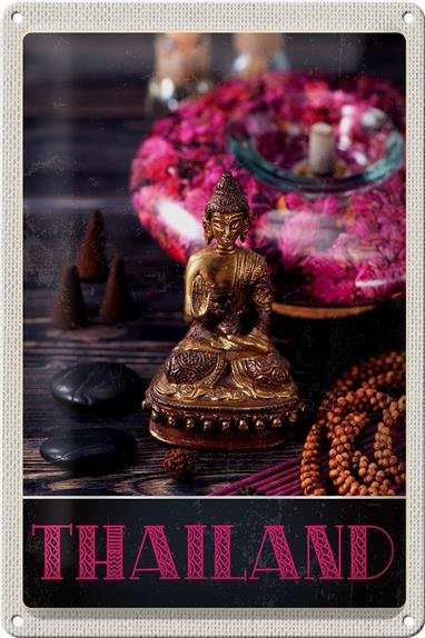 Blechschild Reise 20x30cm Thailand Asien Buddha Gott Religion
