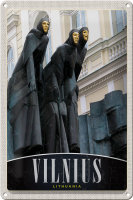 Blechschild Reise 20x30cm Vilnius Litauen Skulptur Europa Urlaub