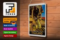 Blechschild Reise 20x30cm Thailand Asien Drachen bunt Tempelk