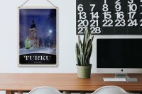 Blechschild Reise 20x30cm Turku Finnland Kirche Schnee Winter