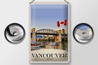 Blechschild Reise 20x30cm Vancouver Kanada Meer Brücke Boote