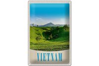 Blechschild Reise 20x30cm Vietnam Natur Wiese Ackkerbau Bäume