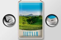 Blechschild Reise 20x30cm Vietnam Natur Wiese Ackkerbau Bäume