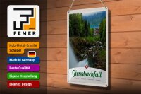 Blechschild Reise 20x30cm Giessbachfall Wald Wasserfall Natur