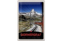 Blechschild Reise 20x30cm Gornergrat Schweiz Gebirge Schnee Bahn