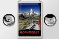 Blechschild Reise 20x30cm Gornergrat Schweiz Gebirge Schnee Bahn