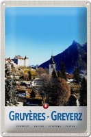 Blechschild Reise 20x30cm Gruyeres Greyerz Schweiz...