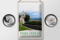 Blechschild Reise 20x30cm Insel Ufenau Schweiz Kirche Wiese See