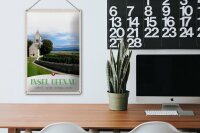 Blechschild Reise 20x30cm Insel Ufenau Schweiz Kirche Wiese See