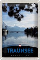 Blechschild Reise 20x30cm Traunsee Österreich  Natur Gebirge