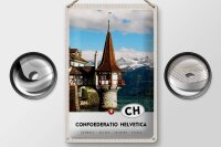 Blechschild Reise 20x30cm Confoederatio Helvetica Kirche