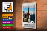 Blechschild Reise 20x30cm Confoederatio Helvetica Kirche