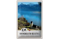 Blechschild Reise 20x30cm Confoederatio Helvetica Kirche...