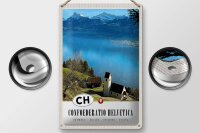 Blechschild Reise 20x30cm Confoederatio Helvetica Kirche Natur
