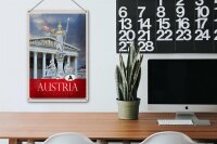 Blechschild Reise 20x30cm Österreich Skulptur weiß gold Urlaub