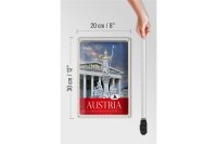 Blechschild Reise 20x30cm Österreich Skulptur weiß gold Urlaub