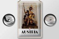 Blechschild Reise 20x30cm Österreich Skulptur Jesus Gold Schaf