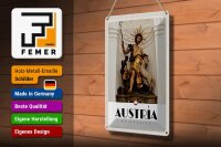 Blechschild Reise 20x30cm Österreich Skulptur Jesus Gold Schaf