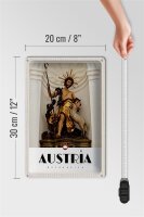 Blechschild Reise 20x30cm Österreich Skulptur Jesus Gold Schaf