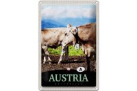 Blechschild Reise 20x30cm Österreich Tiere Weide Natur Gebirge