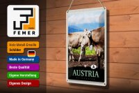 Blechschild Reise 20x30cm Österreich Tiere Weide Natur Gebirge