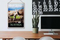 Blechschild Reise 20x30cm Österreich Tiere Weide Natur Gebirge