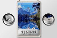 Blechschild Reise 20x30cm Österreich See Schnee Winterzeit