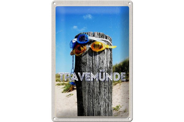 Blechschild Reise 20x30cm Travenmüde Schwimmbrille Schnuller