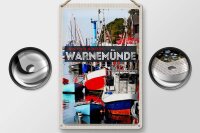 Blechschild Reise 20x30cm Warnemünde Ostseebad Schiffe Boot Meer