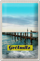 Blechschild Reise 20x30cm Grötmitz Meer Strand Urlaub Wellen
