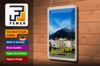 Blechschild Reise 20x30cm Innsbruck Gebirge Natur Aussicht Stadt
