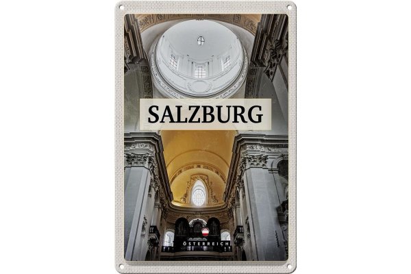 Blechschild Reise 20x30cm Salzburg Österreich Kirche von innen