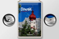 Blechschild Reise 20x30cm Ehrwald Österreich Kirche roter Dach
